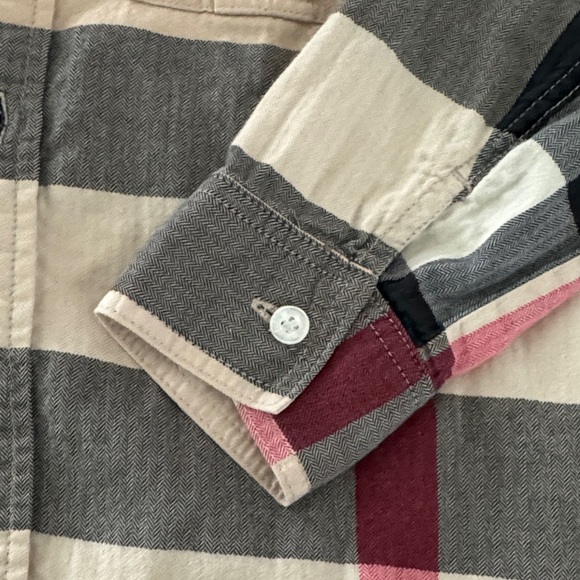 Burberry Kids Plaid Button-Down Shirt - Beige, Black, Red - Picture 3 of 11